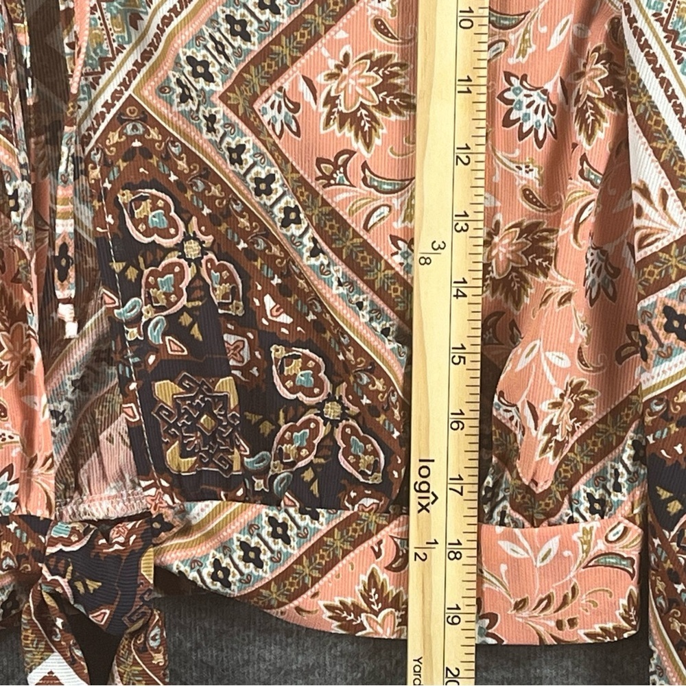 Willow & Root Patchwork Front Tie Long Sleeve Top - image 7